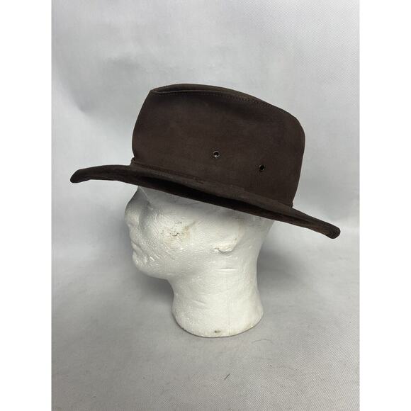 Minnetonka Genuine Leather Hat Size Large Brown Distressed - Picture 3 of 8